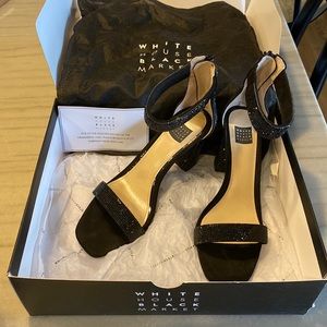 White House Black Market “Vivianna” Black Sparkling Heels Size 8